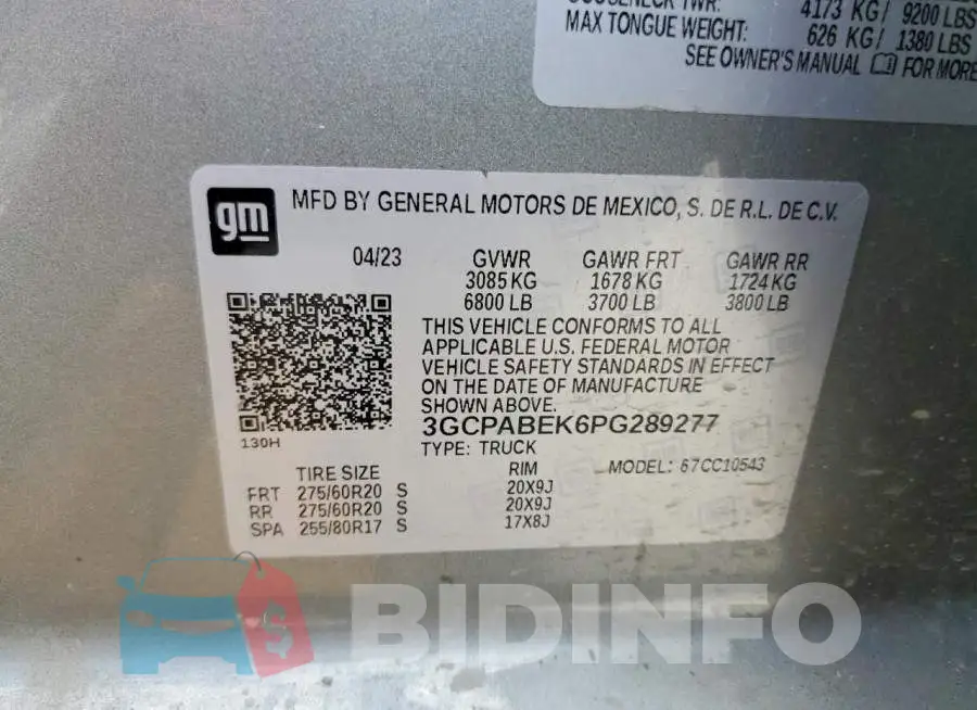 3GCPABEK6PG289277 Photo# 12