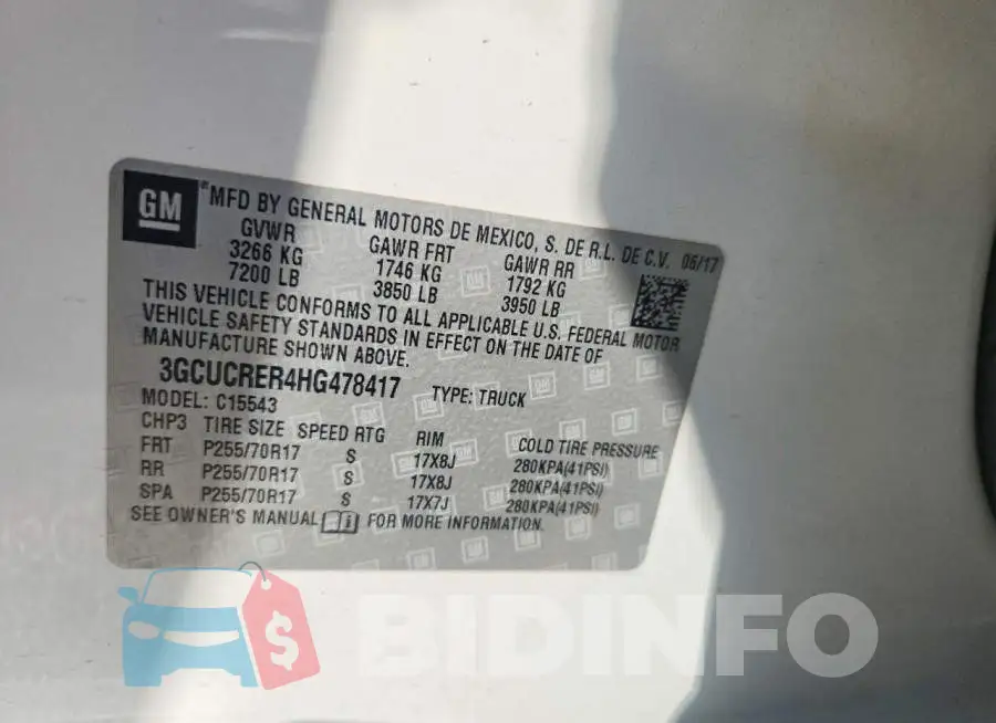 3GCUCRER4HG478417 Photo# 12