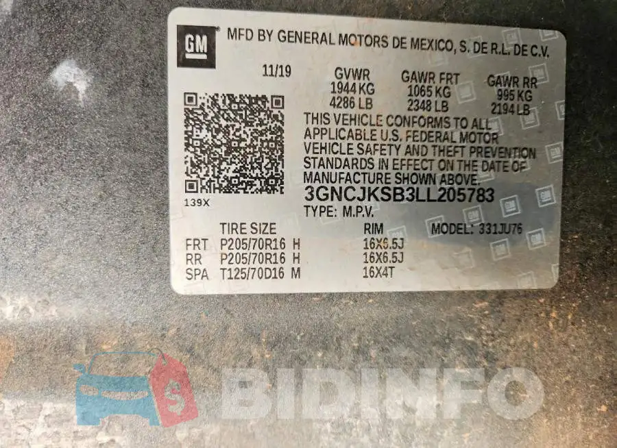 3GNCJKSB3LL205783 Photo# 12