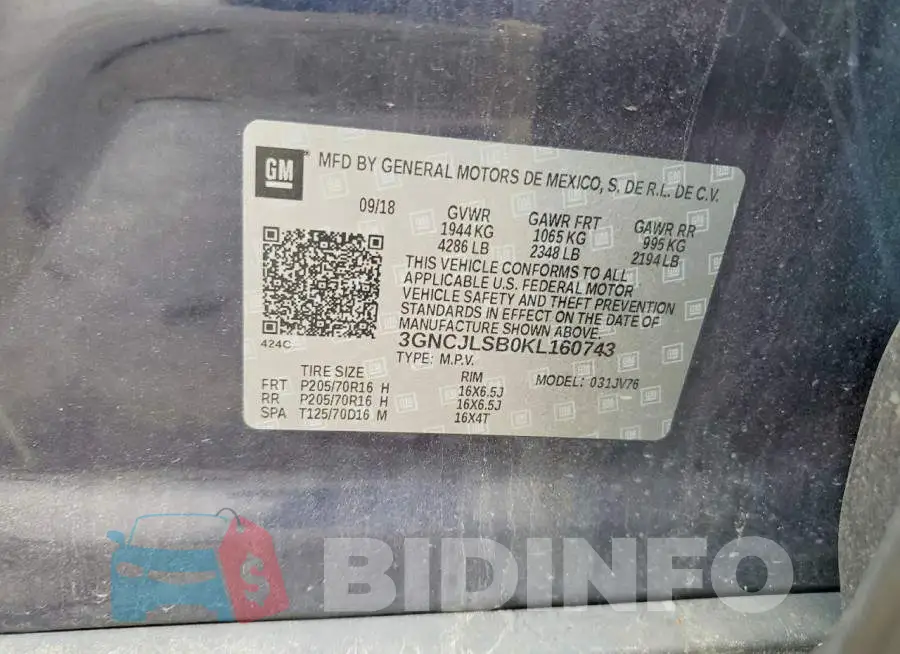 3GNCJLSB0KL160743 Photo# 12