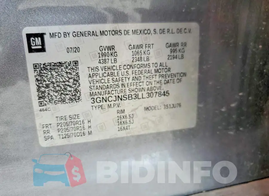 3GNCJNSB3LL307845 Photo# 13