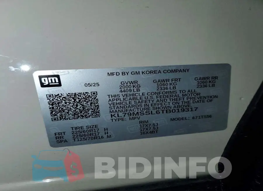 KL79MSSL6TB019317 Photo# 13
