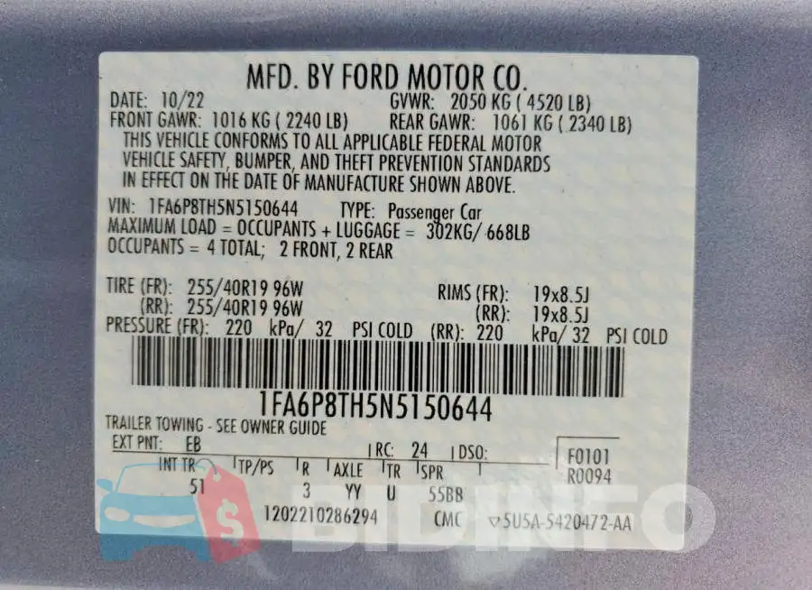1FA6P8TH5N5150644 Photo# 13