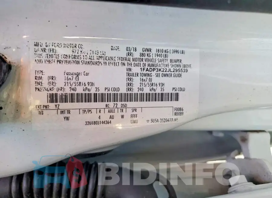 1FADP3K22JL295539 Photo# 12