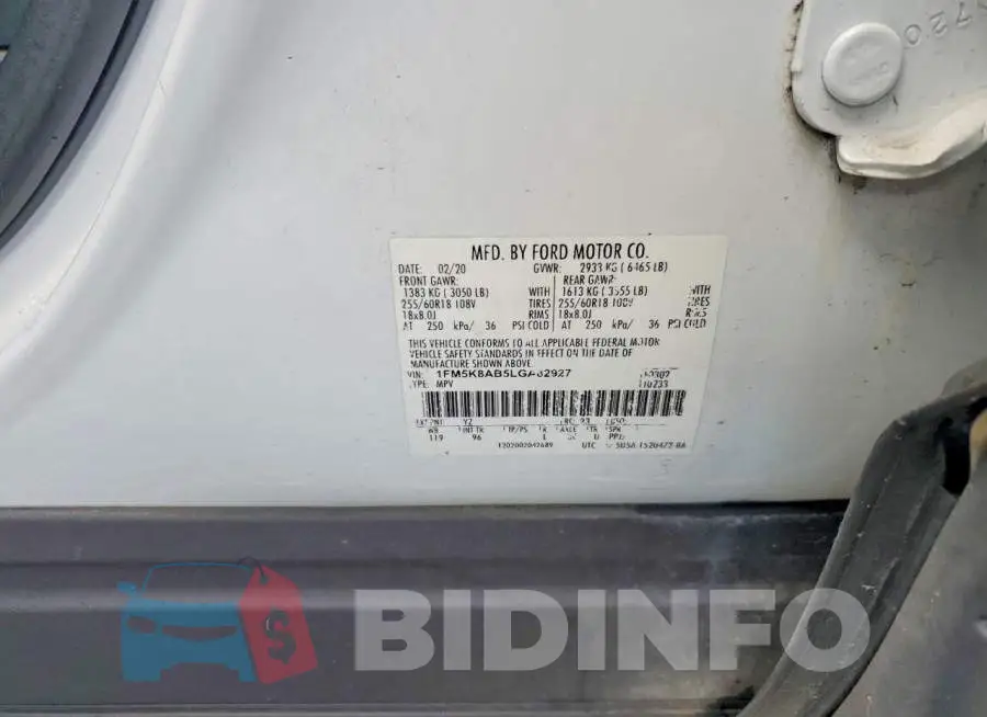 1FM5K8AB5LGA82927 Photo# 13