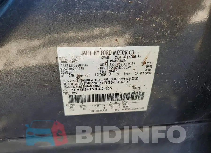 1FM5K8HT5JGC24835 Photo# 13