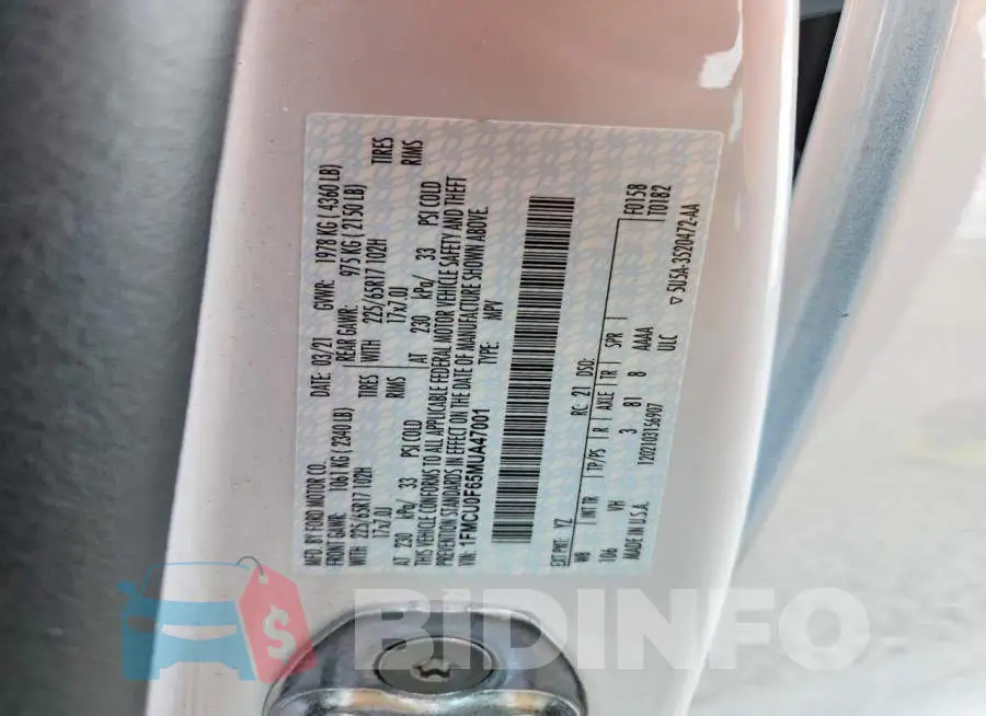 1FMCU0F65MUA47001 Photo# 14