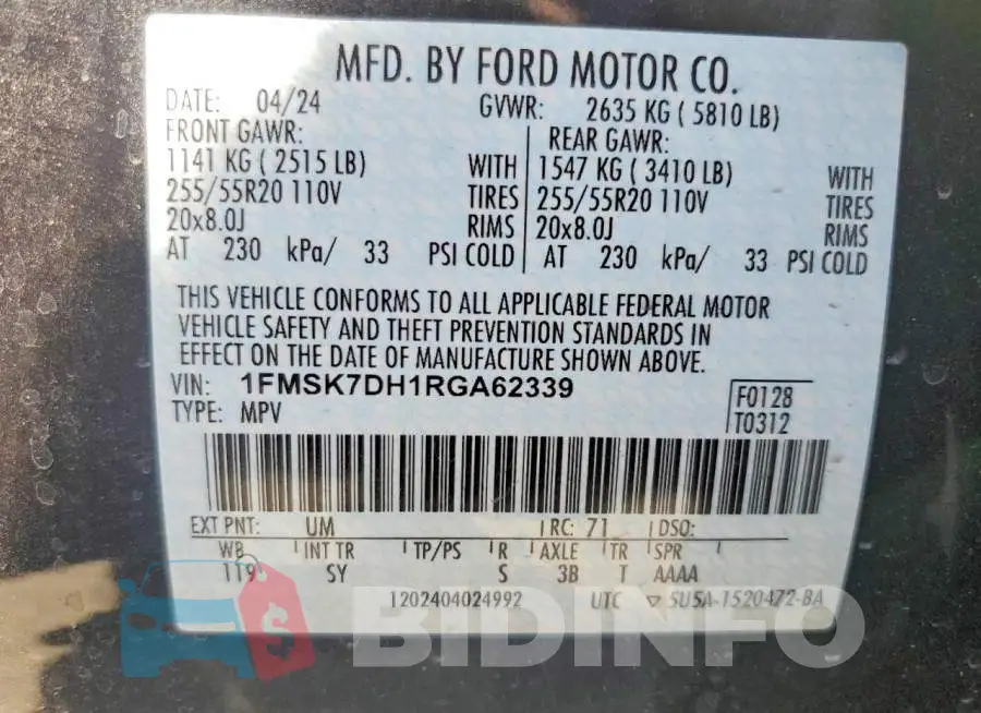 1FMSK7DH1RGA62339 Photo# 14