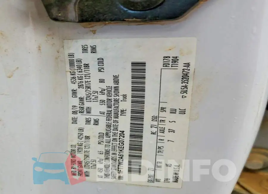 1FT7W2A61KEG07204 Photo# 12