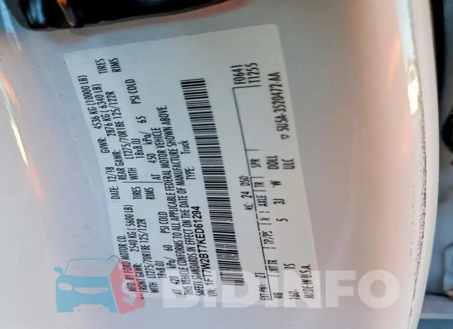 1FT7W2BT7KED61294 Photo# 12