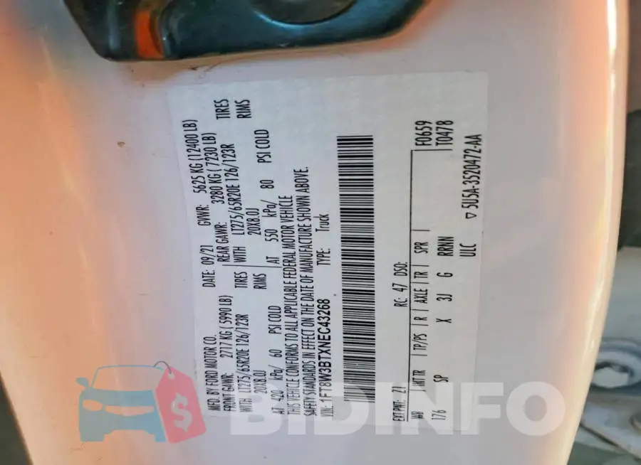 1FT8W3BTXNEC43268 Photo# 12
