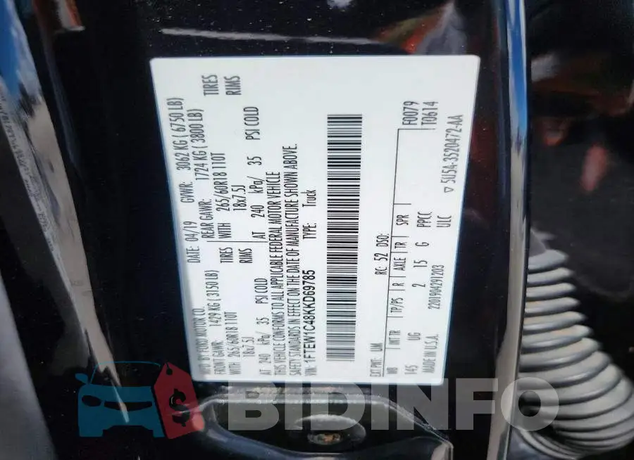 1FTEW1C48KKD69785 Photo# 12