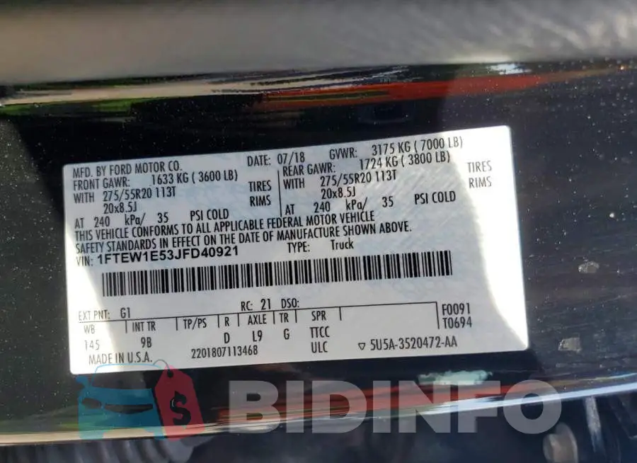 1FTEW1E53JFD40921 Photo# 13