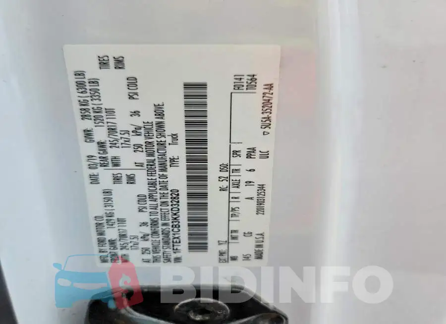 1FTEX1CB3KKD32820 Photo# 12