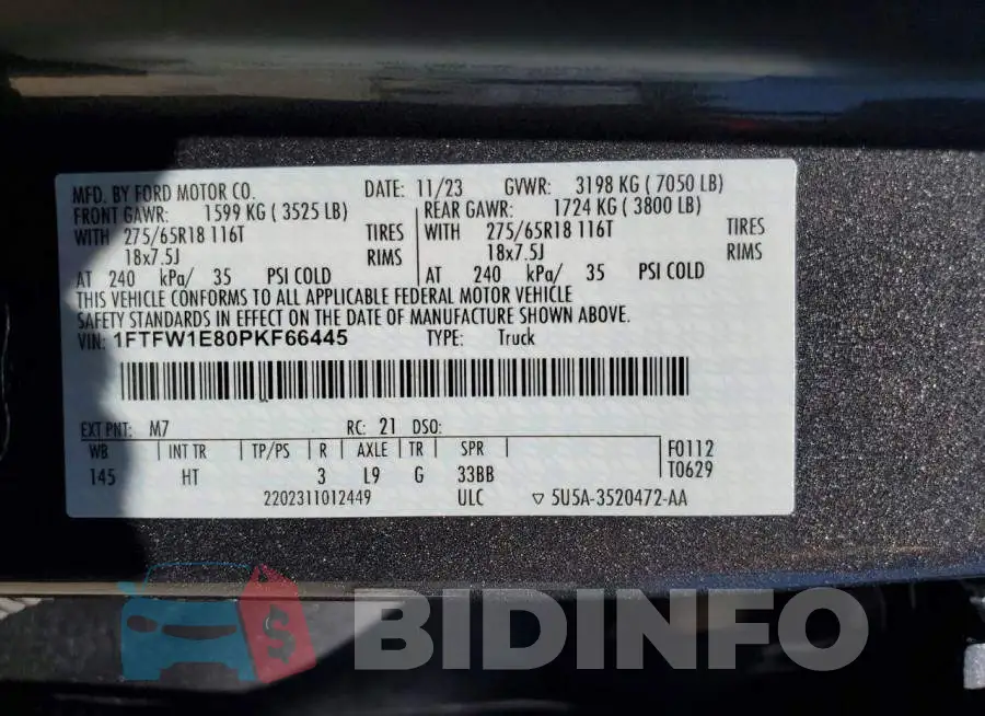 1FTFW1E80PKF66445 Photo# 12