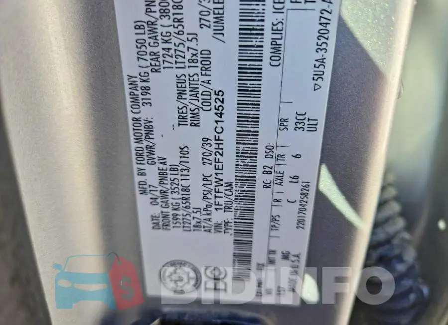 1FTFW1EF2HFC14525 Photo# 12