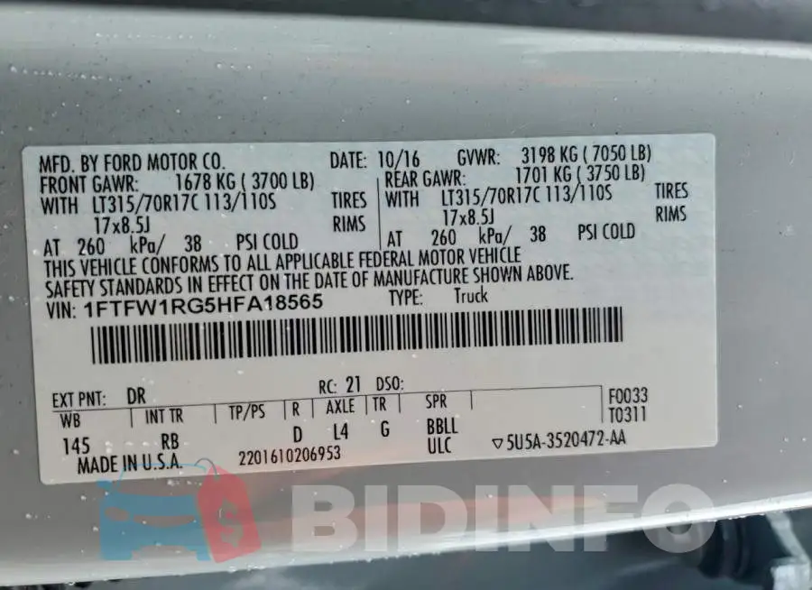 1FTFW1RG5HFA18565 Photo# 12