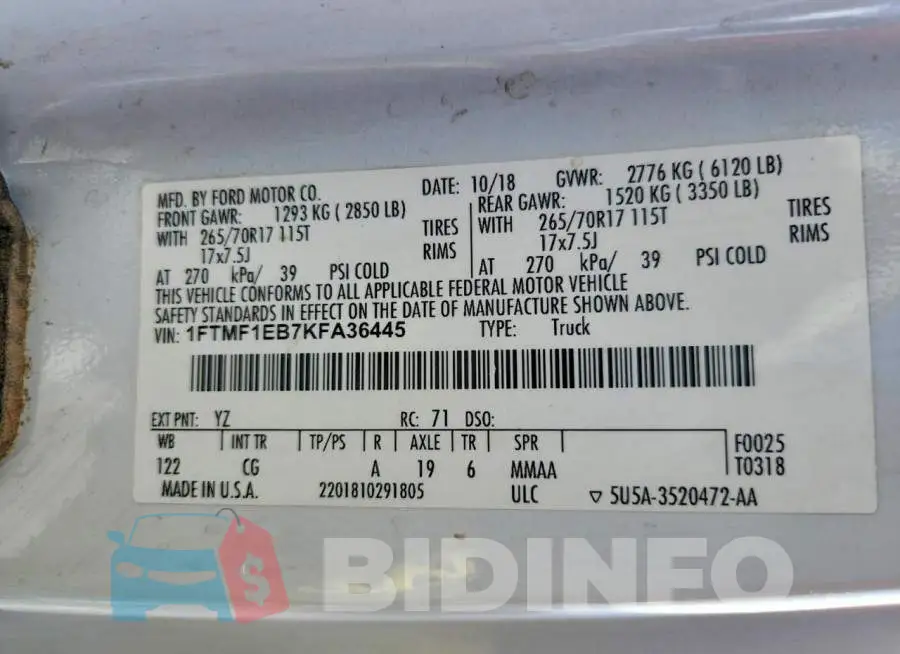 1FTMF1EB7KFA36445 Photo# 12