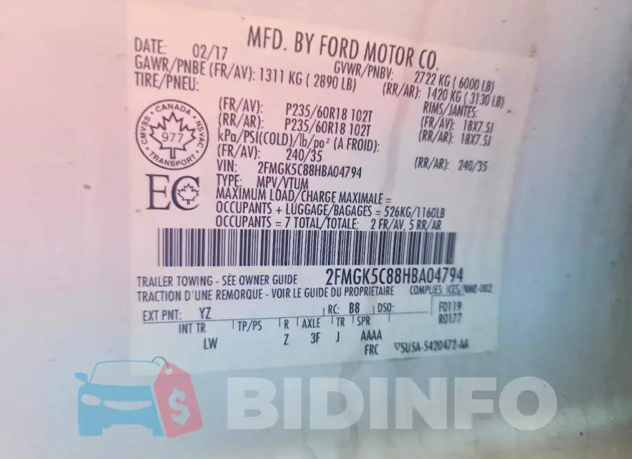 2FMGK5C88HBA04794 Photo# 13