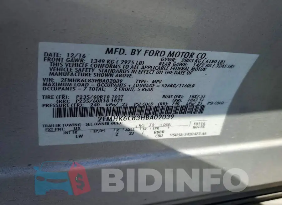 2FMHK6C83HBA02039 Photo# 13