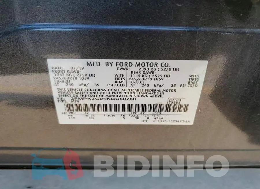 2FMPK3G91KBC50780 Photo# 13