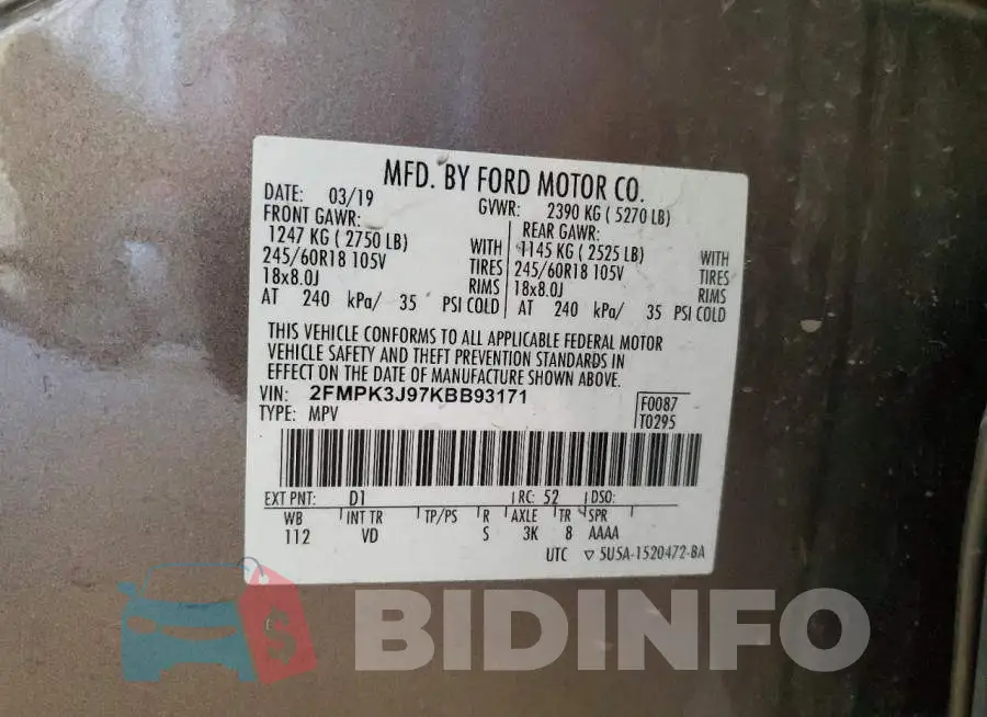 2FMPK3J97KBB93171 Photo# 13