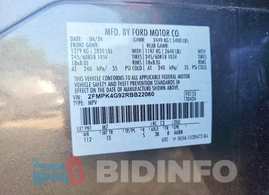 2FMPK4G92RBB22080 Photo# 13