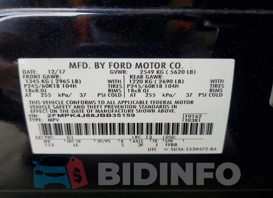2FMPK4J88JBB35159 Photo# 14
