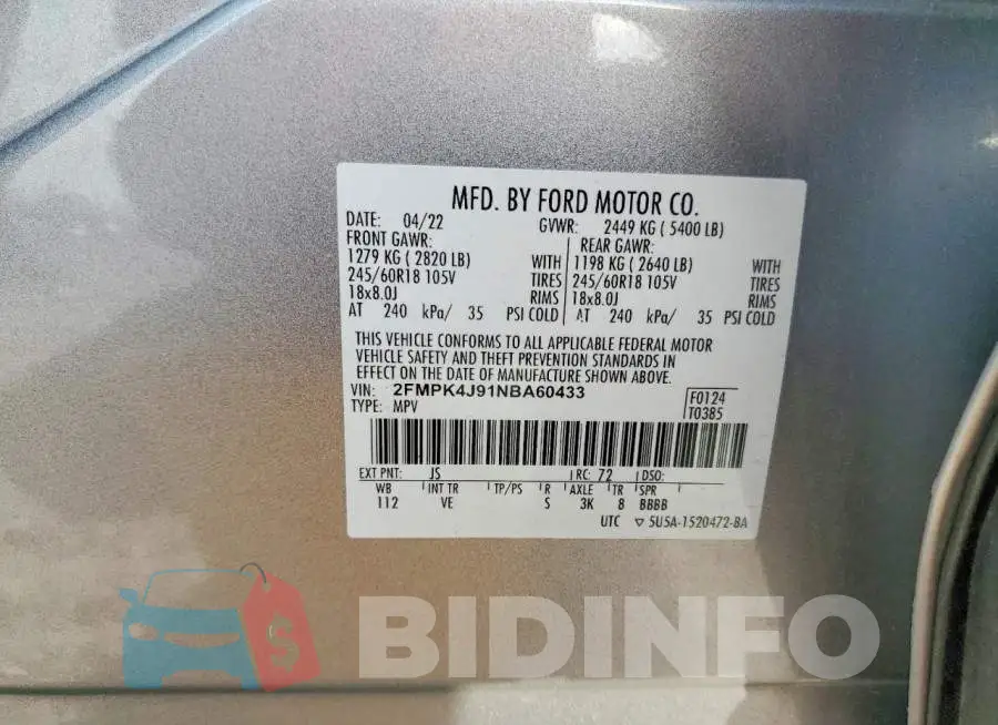 2FMPK4J91NBA60433 Photo# 14