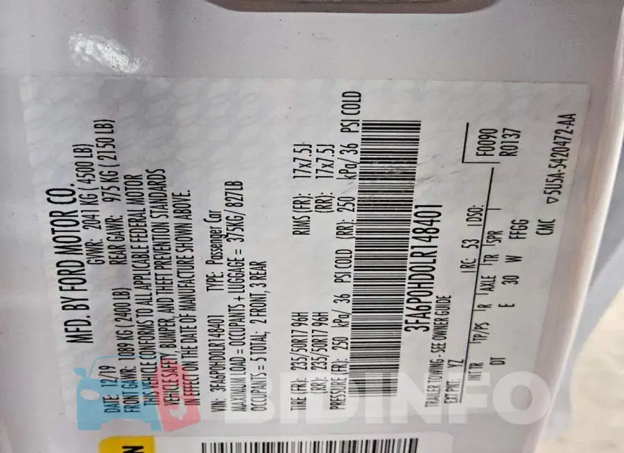 3FA6P0HD0LR148401 Photo# 12