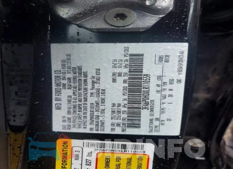 3FA6P0HDXLR110559 Photo# 12
