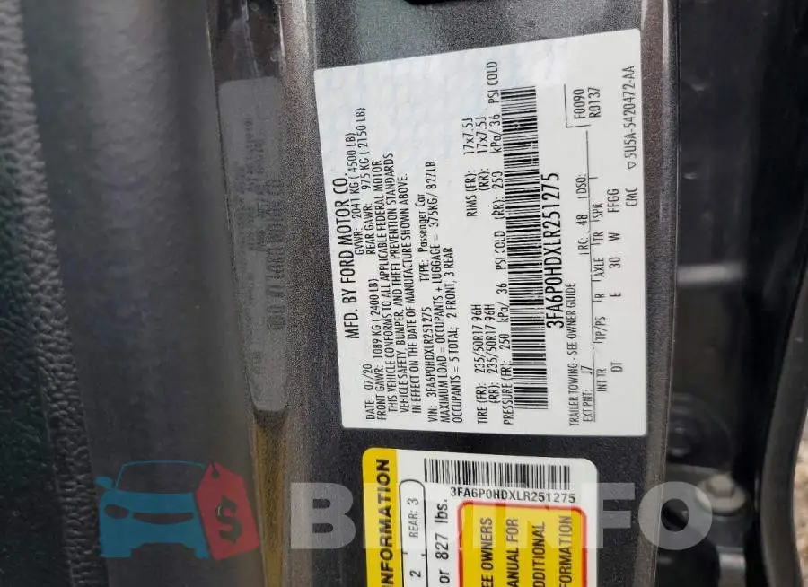 3FA6P0HDXLR251275 Photo# 12