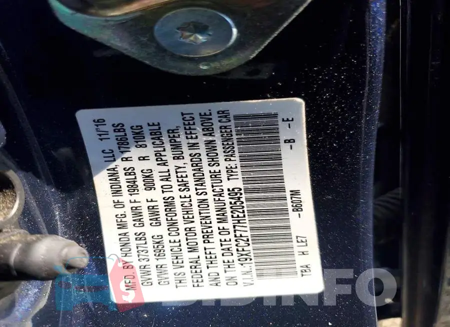 19XFC2F77HE205495 Photo# 12