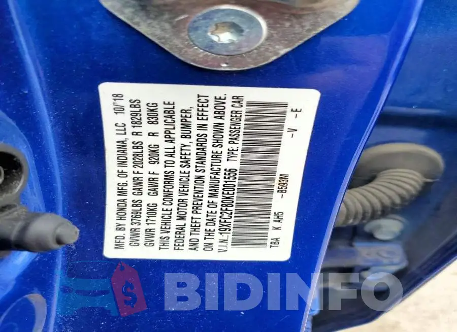 19XFC2F80KE001556 Photo# 13