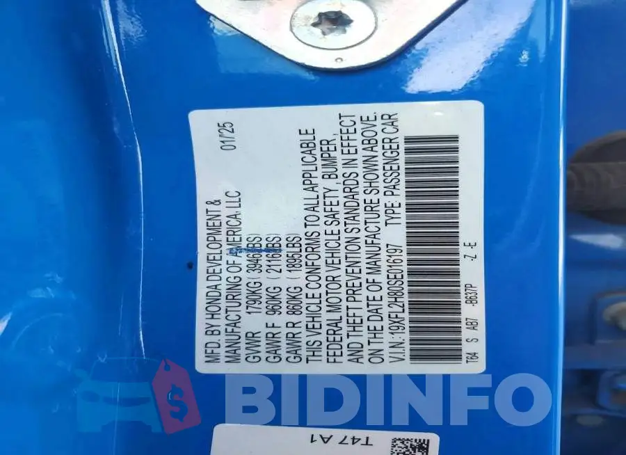 19XFL2H80SE016197 Photo# 12