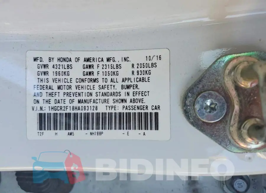 1HGCR2F18HA093128 Photo# 12