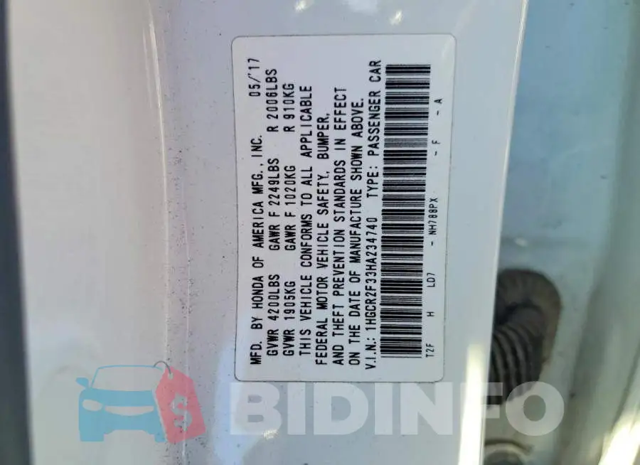1HGCR2F33HA234740 Photo# 12