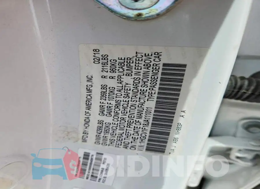 1HGCV1F18JA111011 Photo# 12