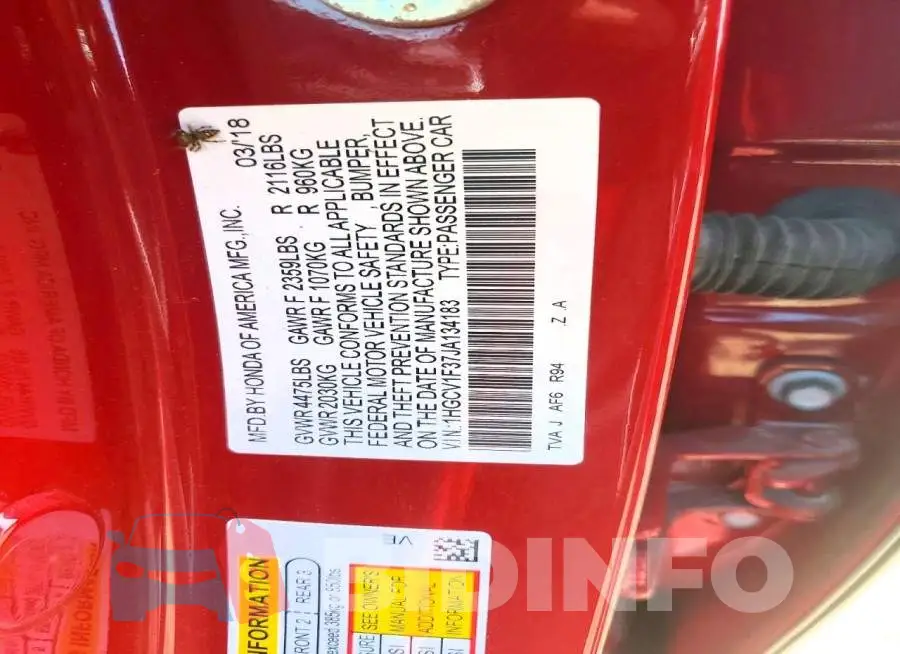 1HGCV1F37JA134183 Photo# 12