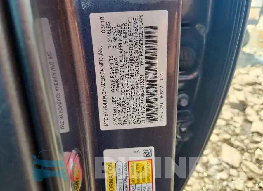 1HGCV1F38JA135231 Photo# 12