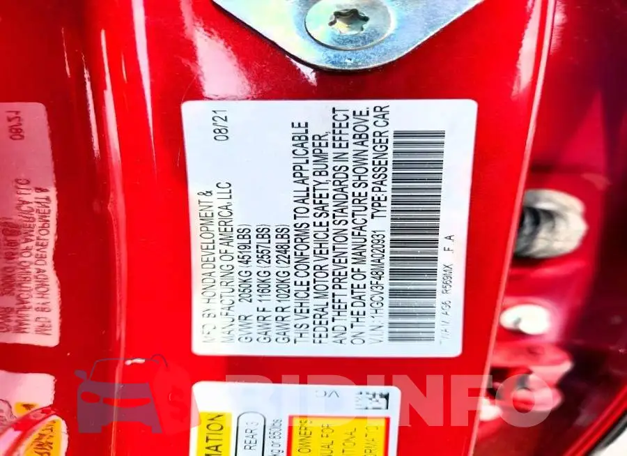 1HGCV3F48MA020931 Photo# 12
