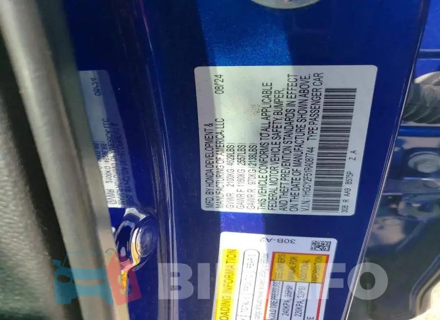1HGCY2F51RA087744 Photo# 12
