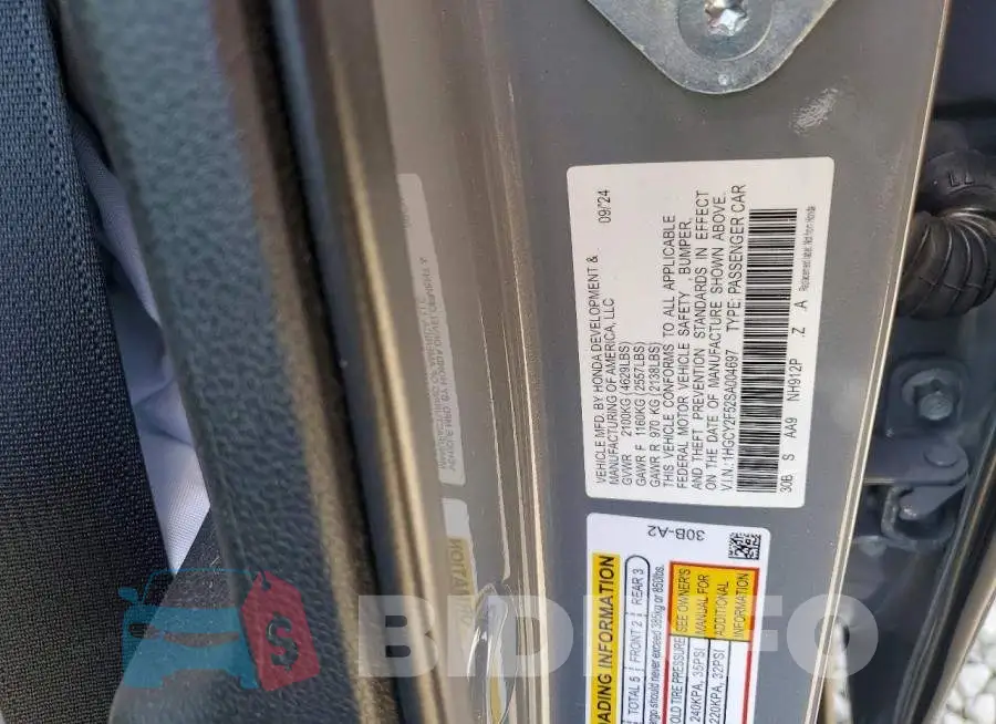 1HGCY2F52SA004697 Photo# 12