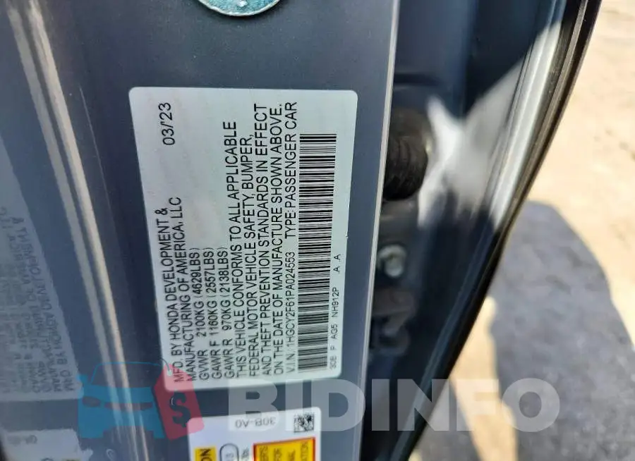 1HGCY2F61PA024553 Photo# 12