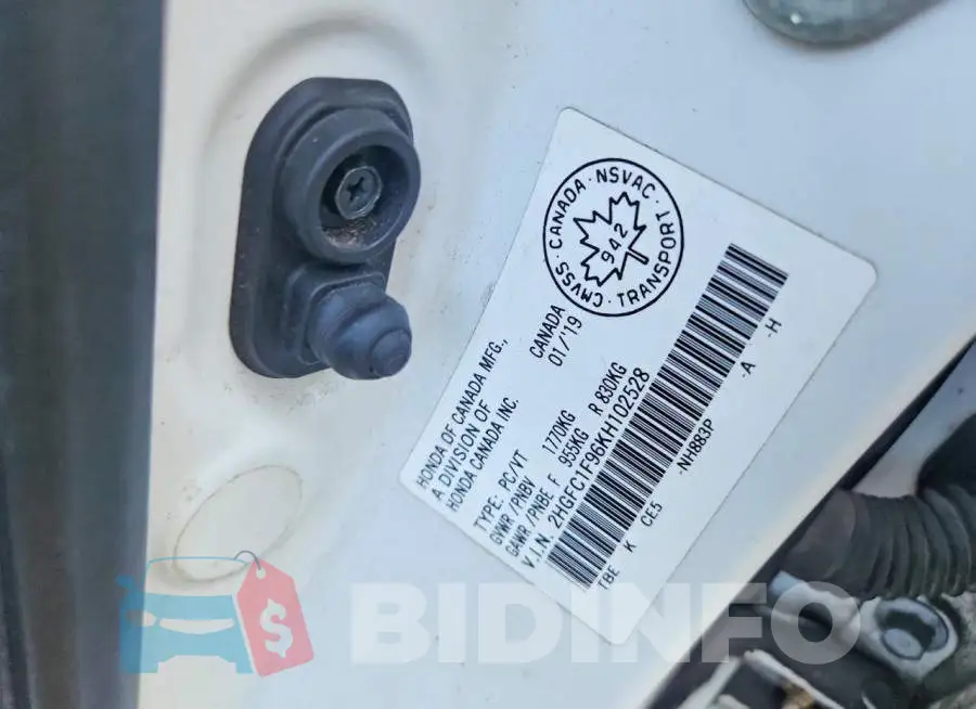 2HGFC1F96KH102528 Photo# 12