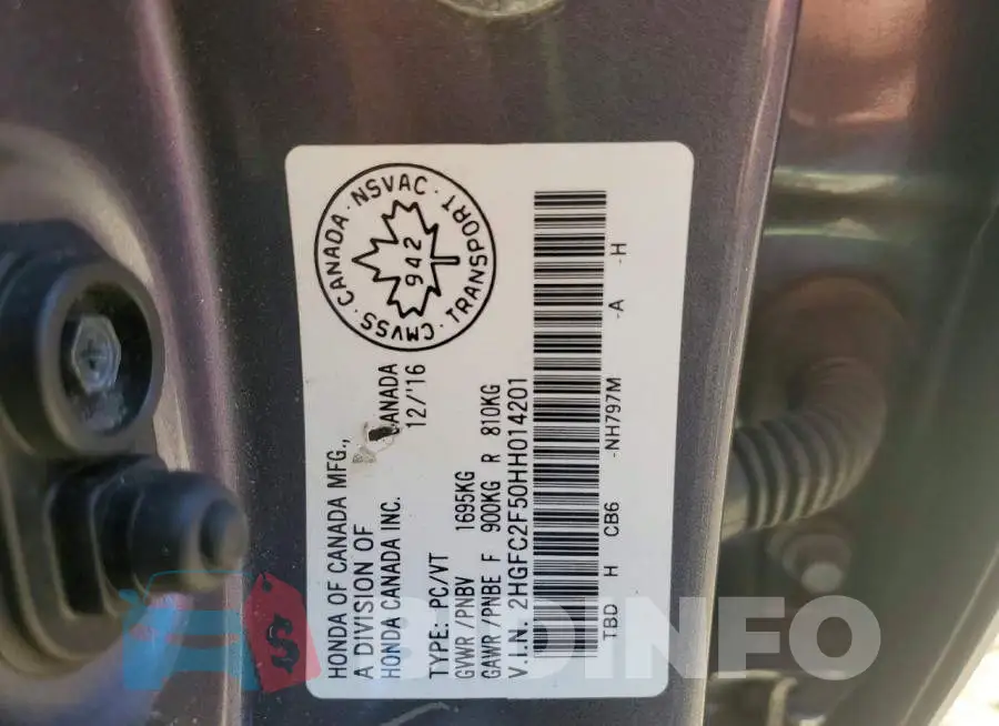 2HGFC2F50HH014201 Photo# 12