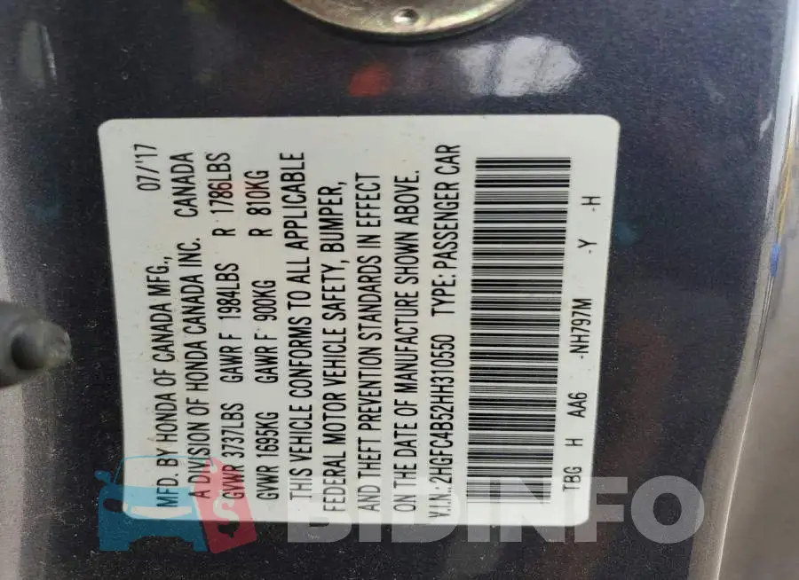 2HGFC4B52HH310550 Photo# 12
