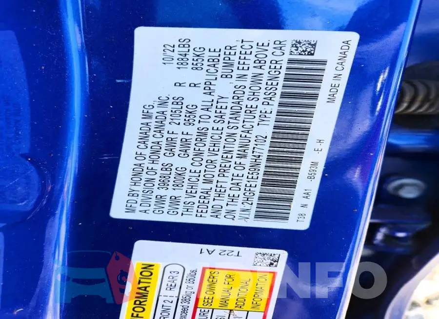 2HGFE1E59NH477102 Photo# 12