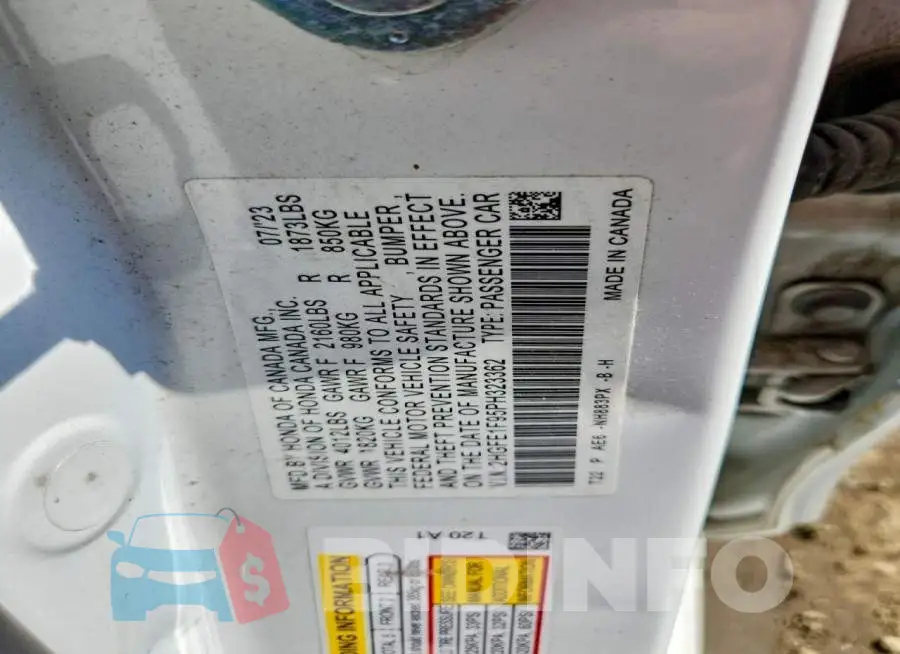 2HGFE1F95PH323362 Photo# 12