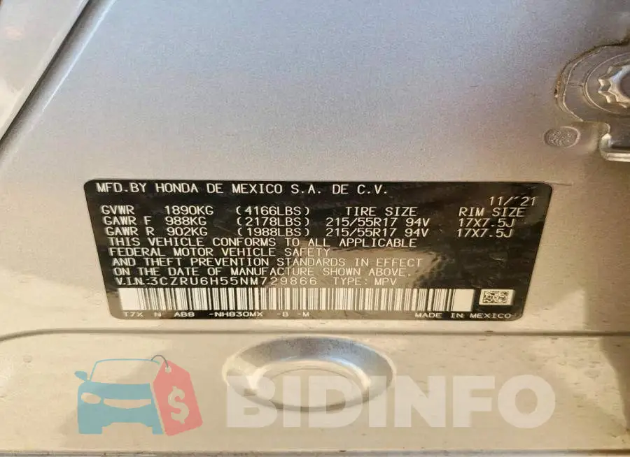 3CZRU6H55NM729866 Photo# 14